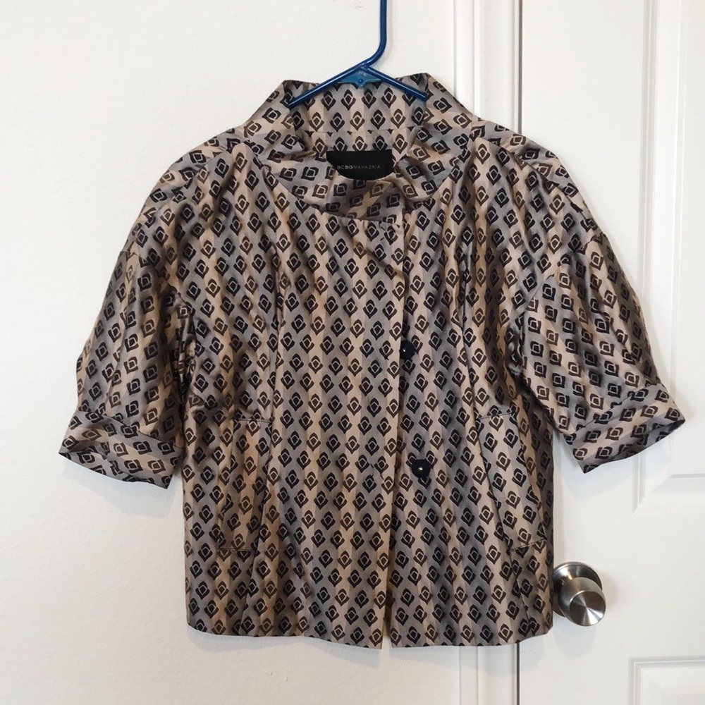 BCBG Silk Double Breasted Jacket Top